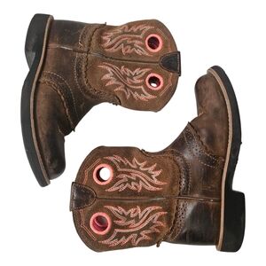 Ariat Fatbaby Cowgirl Western Boots Girls Size 1 Rodeo Farmer Leather Worn In